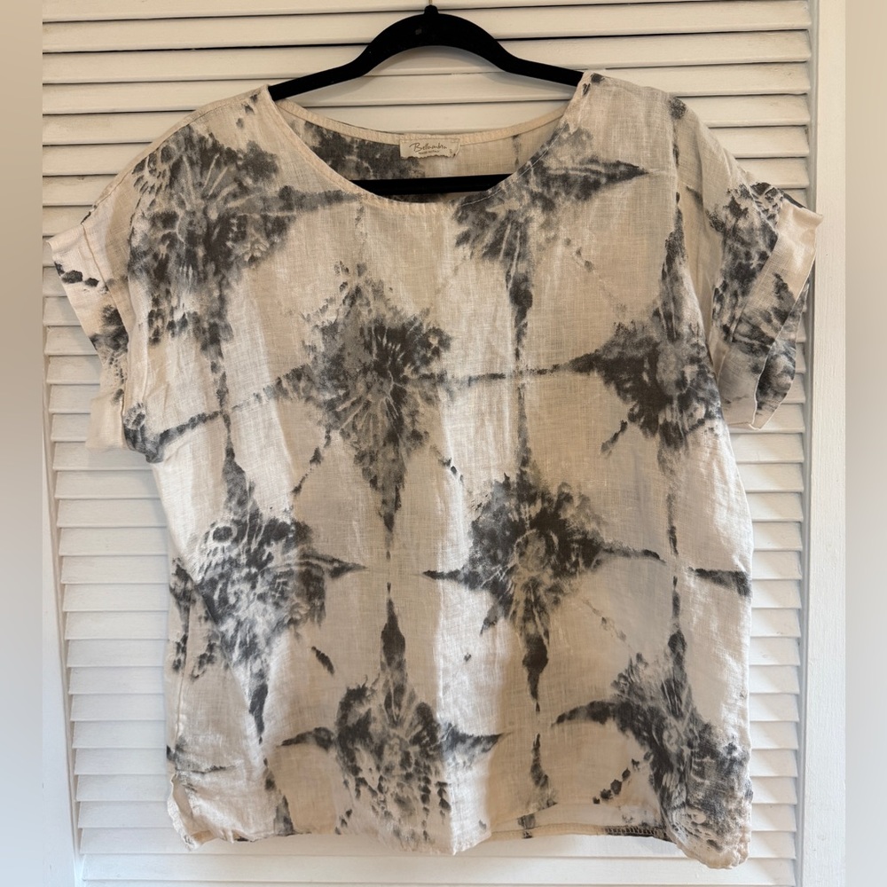 🌊 100% Linen Tie-Dye Boxy Shirt – Size Small 🌊